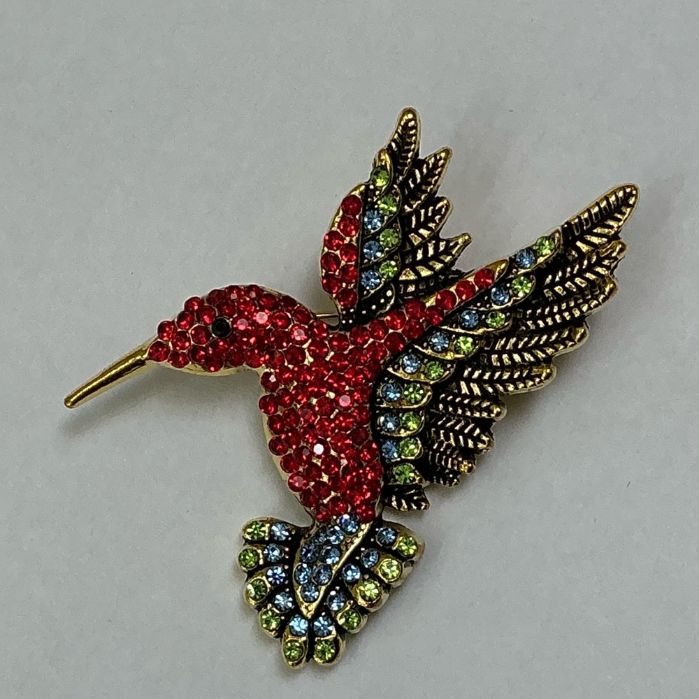 Red Hummingbird Brooch - Picture 3 of 6